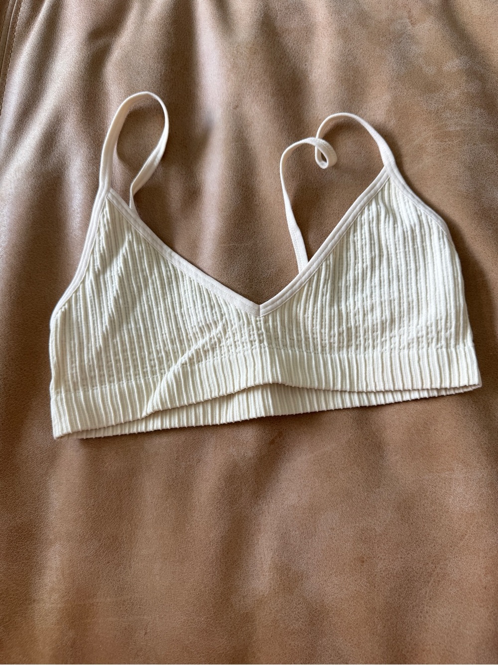 Gilly Hicks Cream Ribbed Wireless Bralette